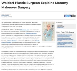 Dr. Ayman Hakki, a plastic surgeon in Waldorf, MD, explains Mommy Makeover surgery procedure options, benefits, and more.