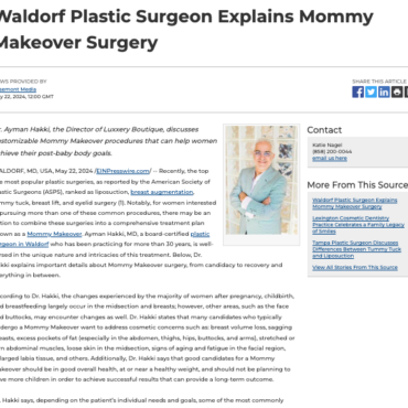 Dr. Ayman Hakki, a plastic surgeon in Waldorf, MD, explains Mommy Makeover surgery procedure options, benefits, and more.